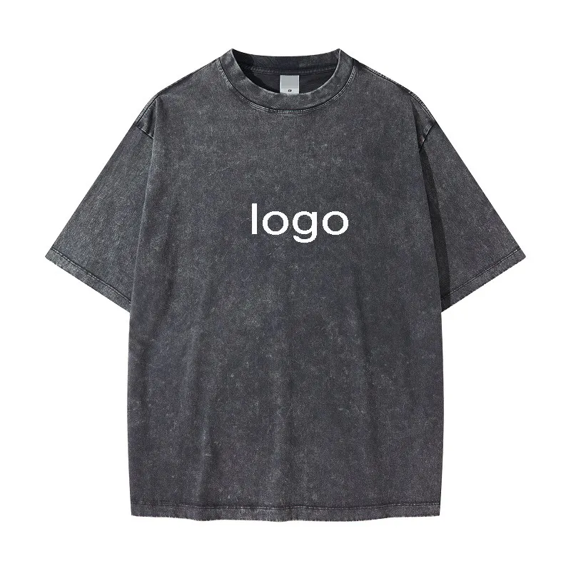 Camiseta de algodón pesado tie Dye para hombre y mujer, camiseta desgastada con estampado de banda de Rock de gran tamaño, camiseta Vintage personalizada con lavado ácido