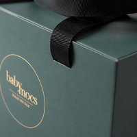 Boîte cadeau rigide personnalisée avec logo, ruban et poignée, en carton vert foncé, pour chaussures de bébé, vêtements, cosmétiques, cadeau de luxe