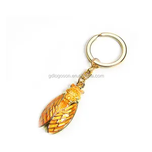 Toptan şanslı Cicada anahtarlıklar Provence hediyelik eşya Metal altın Insert arı Charm anahtarlık