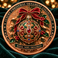Pièce de monnaie artisanale en cuivre pur 999 de 5 oz, ornement de Noël de luxe personnalisé, relief 3D, impression UV, objet de collection, souvenir commémoratif, cadeau