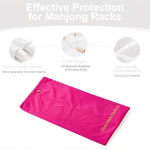 Estuche de <span class=keywords><strong>terciopelo</strong></span> de lujo para Mahjong con cordón, juego de empujadores de Mahjong americano, fundas suaves para accesorios de juego, regalo encantador - Product Image 4