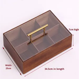 Boîte de rangement de bureau en bois massif lumière luxe nouveau compartiment unique <span class=keywords><strong>chinois</strong></span> pour bonbons aux noix moderne usage domestique <span class=keywords><strong>plateau</strong></span> de salon - Product Image 4