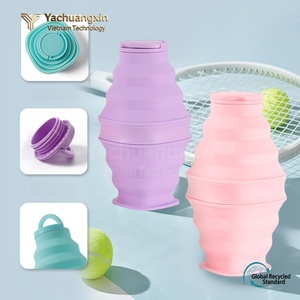 Yachuangxin Silicone <b>Foldable</b> <b>Water</b> <b>Bottle</b> 17cm x 9.5cm Teal Color Compact Portable For Camping Outdoor Use - Product Image 2