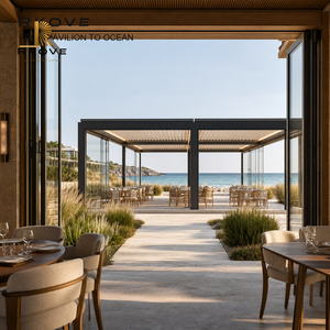 Pérgola de Referencia Expansiva de 8x10m con Estructura de Grafito y Láminas Ajustables para Diseño de Plazas Comerciales - Product Image 5