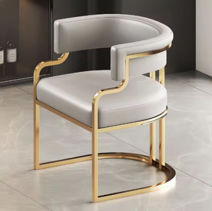 Modern PU Leather Living Room <b>Chair</b> with Gold Metal Frame Solid <b>Back</b> Ergonomic Design for Home Furniture - Product Image 4