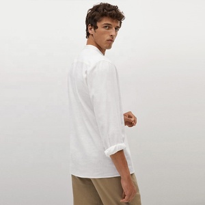 Chemises 100% lin pour hommes, chemises décontractées, coupe classique, <span class=keywords><strong>col</strong></span> <span class=keywords><strong>Mao</strong></span>, <span class=keywords><strong>chemise</strong></span> en lin pour hommes, Camisas, manches longues, haut pour hommes - Product Image 2