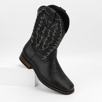 Bottes de cowboy western rétro mi-mollet pour homme avec broderie à bout carré Accessoires pour chevaux équestres