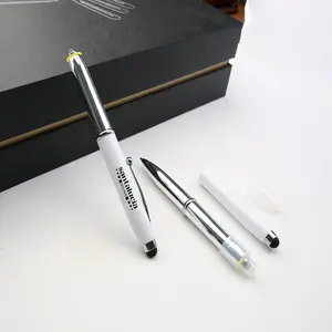 Classique Gravé Promotionnel Imprimé Logo Personnalisé En Métal Léger Led stylo à bille