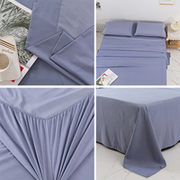Ensemble de draps Queen avec broderie motif solide ensemble de draps de lit d'hôtel classique 3 lignes broderie drap de lit en gros