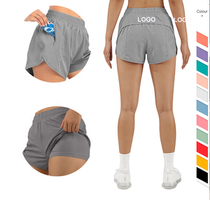 定制Logo服务新款透气网布外露瑜伽裤户外休闲跑步短裤女性健身热身短裤 - Product Image 1