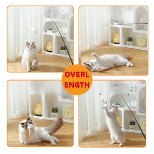 ไม้ล่อแมวแบบยืดหดได้ เป็นมิตรกับสิ่งแวดล้อม ขนนกพลาสติก ยาวพิเศษ สำหรับเล่นกับสัตว์เลี้ยง - Product Image 3