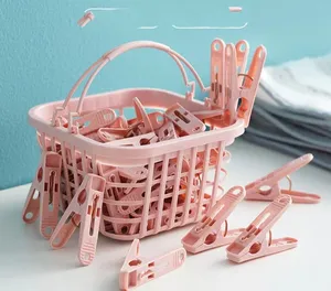 30 Pinces à Linge Anti-Vent, Épingles à Linge en Plastique pour Sous-Vêtements, Chaussettes d'Étudiant, avec Paniers de Rangement, Pinces Séchoir pour Couettes et Vêtements <span class=keywords><strong>Z407</strong></span> - Product Image 1