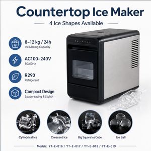 Máquina Portátil para Hacer Hielo de Sobremesa, 10-12 kg/24 h, con 4 Formas de Hielo, Refrigerante R290, para Hogar, Bar, Cocina - Product Image 2