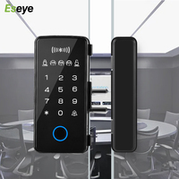 Serrure de porte numérique biométrique coulissante à distance avec contrôle par empreinte digitale, mot de passe, carte et application pour portes en bois/verre