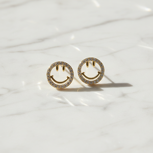 Boucles d'oreilles plaquées or 18 carats, motif spirale anti-moustiques, à clipser, pavé de zirconiums, visage souriant, cercle en cuivre, bijoux fantaisie, cadeau - Product Image 3