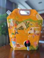 Sac BIB Aseptique 96oz 3L 5L 10L en PE Plastique Imprimé par Gravure pour Vin, Champagne, Vodka, Boissons Énergisantes, Bière, Jus avec Robinet Distributeur
