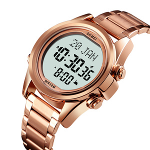 <span class=keywords><strong>SKMEI</strong></span> <span class=keywords><strong>1667</strong></span> montre numérique musulmane pour hommes Qibla boussole alarme multidirectionnelle étanche bande en acier inoxydable prêt Stock commande en gros - Product Image 4