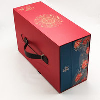 Maßgefertigte Luxuriöse Hochzeitsgeschenkbox Rote Kartonbox Magnetische Geschenkverpackung Lebensmittelverpackung Papierbox Mit Deckel und Griff