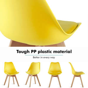 Venta caliente moderno de lujo nórdico hogar cocina restaurante café blanco Silla tulipán comedor <span class=keywords><strong>sillas</strong></span> de plástico con cojín de cuero - Product Image 2