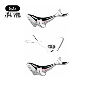 Whale Shape <b>Titanium</b> Lip <b>Stud</b> Earring F136 10mm Daily Wear Piercing Jewelry - Product Image 5