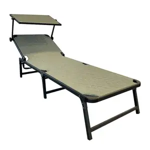 Pasokan pabrik kualitas tinggi lipat portabel ringan kursi pantai Chaise kursi santai lipat tempat tidur besi lipat