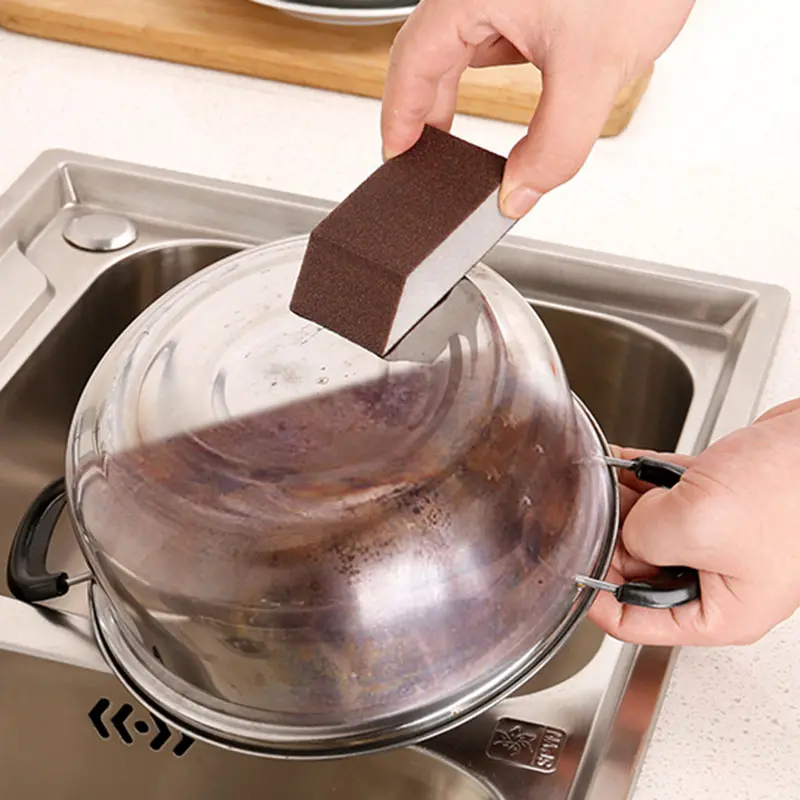 Alüminyum oksit zımpara sünger mutfak temizleme fırçası için silisyum karbür kireç temizleme fırçası soba üst Pot mutfak gereçleri