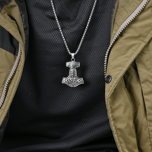 Nordic Style Viking Thor Hammer Stainless Steel Necklace Unisex Everyday Wear - Product Image 2