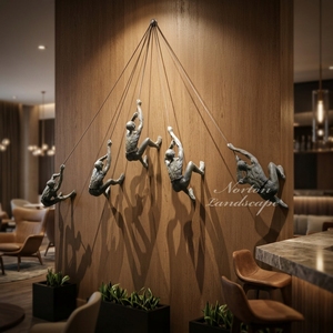 Scultura da <span class=keywords><strong>Parete</strong></span> in Metallo Personalizzata per Casa, Hotel e Villa, Arte Decorativa 3D in Bronzo, Statua di Uomo che Si Arrampica - Product Image 1