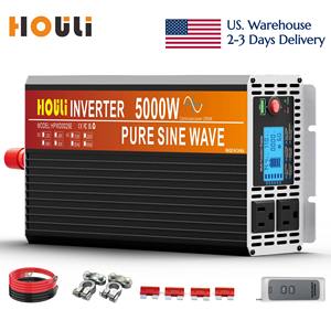 Inverter Daya Gelombang Sinus Murni HOULI DC 12V/24V ke AC110V Inverter Mobil Convertisseur Pur Sinus Dengan Soket US - Product Image 5