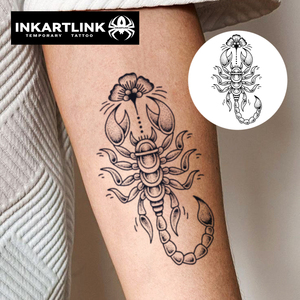 INKARTLINK Pegatina de tatuaje de escorpión, arte de puntos, floral, estilo streetwear, animal del desierto, herbario, 15 días, arte corporal, suministros a granel - Product Image 2