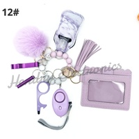 Porte-clés d'alarme de protection personnelle pour femmes Bracelet perlé Porte-carte Portefeuille Porte-clés Accessoires Ensemble de porte-clés d'autodéfense