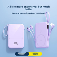 Batterie externe magnétique sans fil à charge rapide 10000mAh 15W avec écran LED et câbles pour iPhone 16 15 14