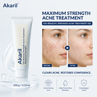 Akaril 100g Peróxido de Benzoilo 10% Gel para el Tratamiento del Acné, Máxima Potencia, Sin Aceite, Absorción Rápida, Probado por Dermatólogos