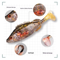 Leurre souple de pêche au bar The Brave Sports, lot de 3, en PVC, 15g, coulant, réaliste, grand format, pour eau douce, transfrontalier