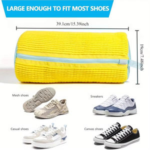 Durable Shoe <b>Washing</b> Machine <b>Bag</b> <b>for</b> All Shoe Types-Yellow with Blue Zipper Ideal <b>for</b> Sneakers and Casual Shoes <b>Laundry</b> Wash <b>Bag</b> - Product Image 3