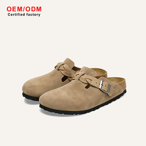 Mules Sabots de Luxe Unisexe Tendance 2026 en Cuir Nubuck et Daim, à Semelle en Bois, à Enfiler, Antidérapantes, Confortables, Plates et Décontractées - Product Image 1