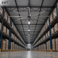 Ventilateur de plafond industriel pour entrepôt 24FT HVLS avec 8 pales en alliage d'aluminium et moteur BLDC pour la circulation de l'air dans les hubs logistiques