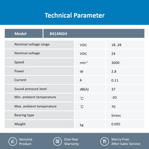 Ventilateur axial de refroidissement à haut débit d'air ebm-papst 8414NGH 24V DC 80mm pour équipement industriel - Product Image 3