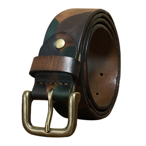 Cintura mimetica in pura pelle di vacchetta da studente maschio di tendenza giovane personalità in pelle retrò femminile con fibbia in rame cintura da Cowboy - Product Image 6