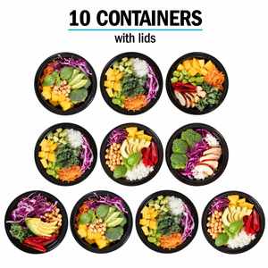 Boîte de préparation de repas de 48 oz, ronde, noire, micro-ondable, avec couvercle transparent, boîte de rangement alimentaire - Product Image 4