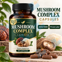 Complément Alimentaire Complexe de Champignons en Capsules, 60 Unités, Mélange 12-en-1, Étiquette Personnalisée, OEM ODM, Fournisseur d'Usine pour Marque Privée