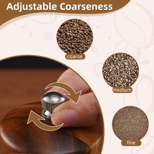 2 Pack Refillable Salt and Pepper Grinder Set, 8 Inch Wooden <strong>Mills</strong> with Ceramic Grinder &amp; Adjustable Coarseness - Product Image 4