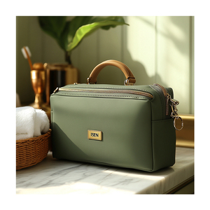 OEM ODM Sac cosmétique de luxe personnalisé de grande capacité Sac cosmétique portable et étanche en PU Trousse de maquillage de voyage Trousse de toilette - Product Image 1