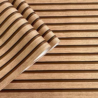 Rouleau de papier peint en bois imperméable, autocollant mural en PVC, design grille 3D pour panneaux muraux de salon