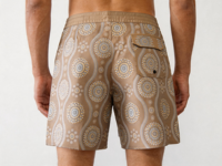 Shorts de bain pour homme gris à imprimé géométrique, séchage rapide, avec cordon de serrage à la taille, pour la plage et la pêche