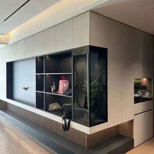 Buffet et armoire d'entrée intégrés en bois de style moderne personnalisable pour hôtel, salon - Product Image 6