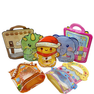 Sacs Mylar refermables anti-odeur en forme <span class=keywords><strong>d</strong></span>écoupée, mignons, en stock, pour bonbons, pochettes verticales, sacs cadeaux de Noël - Product Image 1