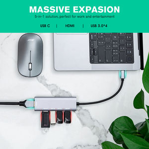 Docking Station in Lega di Alluminio a 5 Porte, Adattatore Multiporta da Tipo C a HDMI 4K e 4 <span class=keywords><strong>USB</strong></span> 3.0, <span class=keywords><strong>Hub</strong></span> <span class=keywords><strong>USB</strong></span> C 5 in 1 - Product Image 3