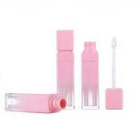 Tube de brillant à lèvres rose en gros, emballage cosmétique, conteneur personnalisable avec logo, tube de brillant à lèvres en plastique