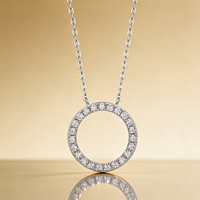 Collier Pendentif Cercle GRA Populaire Luxe Simple Bijoux Moissanite Sertie Plaqué Rhodium Haute Qualité Forme Argent Sterling S925